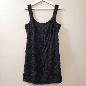 Eileen Fisher - Silk Crinkle Black Sleeveless Dress - Size 12
